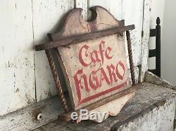 Early Antique Aafa Folk Art Painted Advertising Trade Sign Double Sided Wood