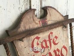 Early Antique Aafa Folk Art Painted Advertising Trade Sign Double Sided Wood