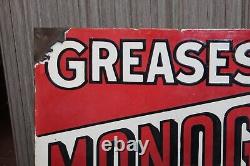 Early Rare 1920S Monogram Greases Oils Double Sided Porcelain Flange Sign