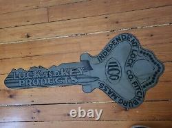 Early Vintage Independent Lock Company ILCO Keys Diecut Double Sided Metal Sign