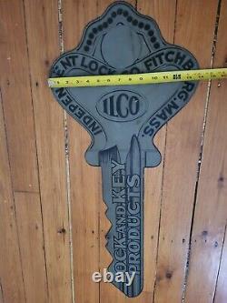 Early Vintage Independent Lock Company ILCO Keys Diecut Double Sided Metal Sign