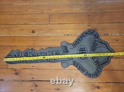 Early Vintage Independent Lock Company ILCO Keys Diecut Double Sided Metal Sign