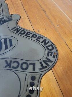 Early Vintage Independent Lock Company ILCO Keys Diecut Double Sided Metal Sign