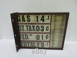 Earlyrare Visible Gas Pump Station Double Sided Price Sign With Flange Mount