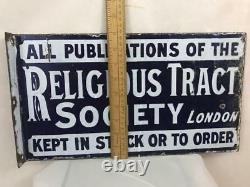 Enamel Sign Religious Tract Society Double Sided Porcelain Advertising Original