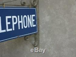 Enamel Wall Mounted Double Sided Telephone Sign Rare