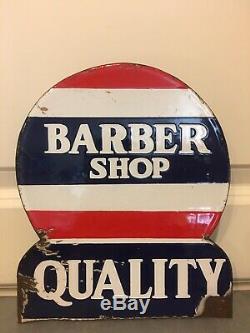 Extremely Rare Double Sided Barber Shop Quality Porcelain Flange Sign 1 Known