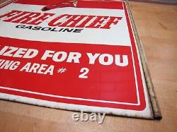 FIRE CHIEF GASOLINE Original Old Double Sided Gas Station Advertising Sign