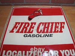 FIRE CHIEF GASOLINE Original Old Double Sided Gas Station Advertising Sign
