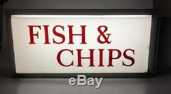 FISH & CHIPS Shop Illuminated Double Sided Sign Light Advertising TAKEAWAY