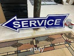 FORD SERVICE ARROW LARGE DOUBLE SIDED PORCELAIN SIGN (48x 12) NEAR MINT