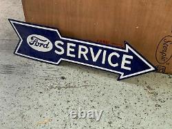 FORD SERVICE ARROW LARGE DOUBLE SIDED PORCELAIN SIGN (48x 13) NEAR MINT