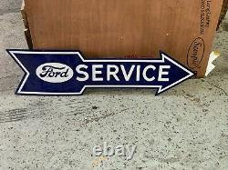 FORD SERVICE ARROW LARGE DOUBLE SIDED PORCELAIN SIGN (48x 13) NEAR MINT