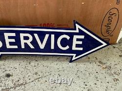 FORD SERVICE ARROW LARGE DOUBLE SIDED PORCELAIN SIGN (48x 13) NEAR MINT