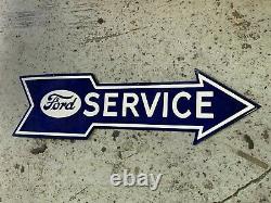 FORD SERVICE ARROW LARGE DOUBLE SIDED PORCELAIN SIGN (48x 13) NEAR MINT