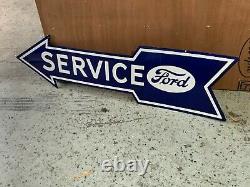 FORD SERVICE ARROW LARGE DOUBLE SIDED PORCELAIN SIGN (48x 13) NEAR MINT