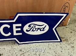 FORD SERVICE ARROW LARGE DOUBLE SIDED PORCELAIN SIGN (48x 13) NEAR MINT