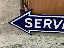 FORD SERVICE ARROW LARGE DOUBLE SIDED PORCELAIN SIGN (48x 13) NEAR MINT