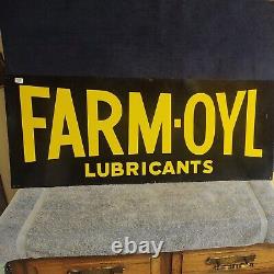 Farm Oil Vintage FARM-OYL Lubricants DST Metal Advertising Sign Double Sided NOS