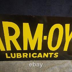 Farm Oil Vintage FARM-OYL Lubricants DST Metal Advertising Sign Double Sided NOS