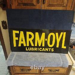 Farm Oil Vintage FARM-OYL Lubricants DST Metal Advertising Sign Double Sided NOS