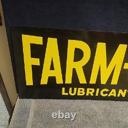 Farm Oil Vintage FARM-OYL Lubricants DST Metal Advertising Sign Double Sided NOS