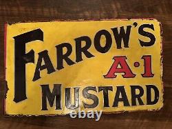 Farrow's A1 Mustard Double Sided Porcelain Sign Antique