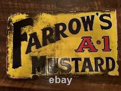 Farrow's A1 Mustard Double Sided Porcelain Sign Antique