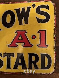 Farrow's A1 Mustard Double Sided Porcelain Sign Antique