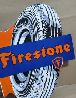 Firestone Tires Porcelain Enamel Sign 29 x 24 Inches 2 Sided