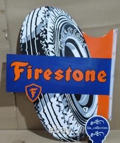 Firestone Tires Porcelain Enamel Sign 29 x 24 Inches 2 Sided