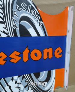 Firestone Tires Porcelain Enamel Sign 29 x 24 Inches 2 Sided