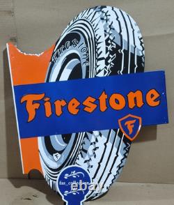 Firestone Tires Porcelain Enamel Sign 29 x 24 Inches 2 Sided