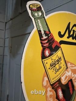 Flange Double Sided Nugrape Soda Porcelain Enamel Gas & Oil Sign 20x13.5dsp