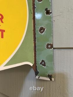 Flange Double Sided Nugrape Soda Porcelain Enamel Gas & Oil Sign 20x13.5dsp