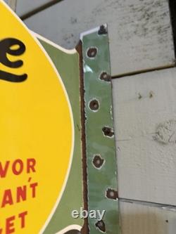 Flange Double Sided Nugrape Soda Porcelain Enamel Gas & Oil Sign 20x13.5dsp