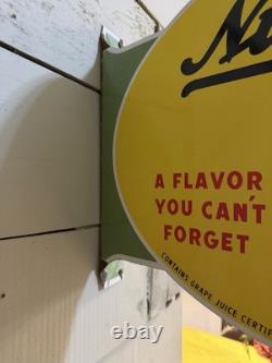 Flange Double Sided Nugrape Soda Porcelain Enamel Gas & Oil Sign 20x13.5dsp
