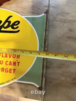 Flange Double Sided Nugrape Soda Porcelain Enamel Gas & Oil Sign 20x13.5dsp