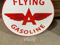 Flying A Gasoline Large Heavy Double Sided Porcelain Sign (24 Inch) Near Mint