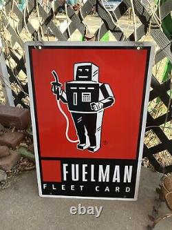 Fuelman Fleet Card Double Sided Metal Sign Vintage Advertising