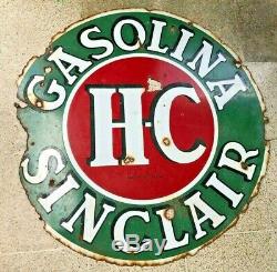 GAS STATION Sinclair HC 48 INCHES Porcelain Sign Double Sided SPANISH RAREST