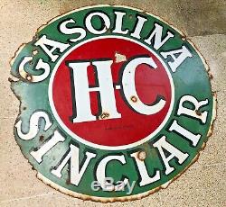 GAS STATION Sinclair HC 48 INCHES Porcelain Sign Double Sided SPANISH RAREST