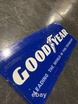 GOODYEAR TYRES Double Sided Genuine Vintage Tin Service Station Sign