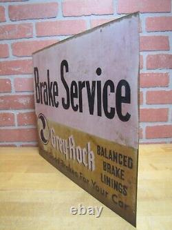 GREY-ROCK BRAKE SERVICE 1930s Gas Station Repair Shop Double Sided Flange Sign