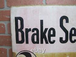 GREY-ROCK BRAKE SERVICE 1930s Gas Station Repair Shop Double Sided Flange Sign