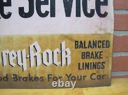 GREY-ROCK BRAKE SERVICE 1930s Gas Station Repair Shop Double Sided Flange Sign