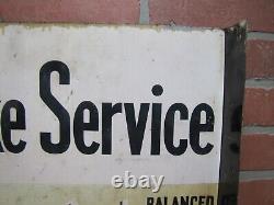 GREY-ROCK BRAKE SERVICE 1930s Gas Station Repair Shop Double Sided Flange Sign