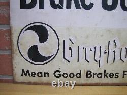 GREY-ROCK BRAKE SERVICE 1930s Gas Station Repair Shop Double Sided Flange Sign