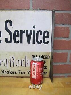 GREY-ROCK BRAKE SERVICE 1930s Gas Station Repair Shop Double Sided Flange Sign