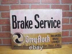 GREY-ROCK BRAKE SERVICE 1930s Gas Station Repair Shop Double Sided Flange Sign